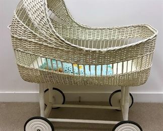 Antique wicker bassinet