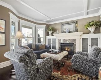 One Blue Stickley Sofa and the chairs are so comfortable. Chairs are by Sherrill. Rug is 8X10