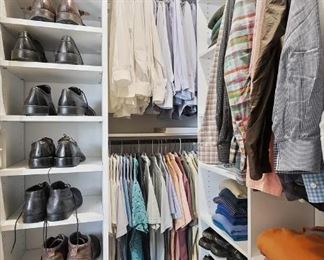 Beautiful Mens Clothing and Shoes The shoes are 12 & 12 1/2 . Ike Behar, Burberry , Armani, Mackage Sizes are Mediums, 38 R Suit coats, 30" Pants and Jeans. We alos have a Corby Pant Press