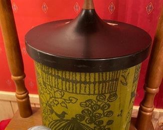 collector ALERT- authentic   fabric covered mid century  signed ice bucket  signed LAURID LONBORG-DENAMRK- a gem !!!