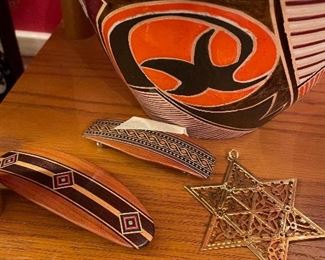 specialty hair clips  museum modern art ornament -  and more fabulous signed pottery 