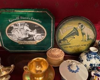 vintage tins- only a few but they are cool ones !