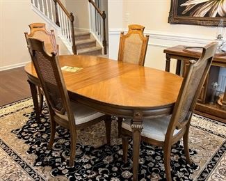 Thomasville Dining Table - 6 Cane Back Chairs