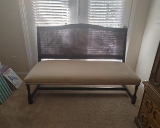 Colonial caning bench, with small damage to caning priced to sell