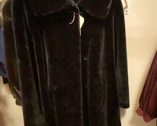 Black faux fur coat