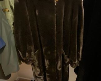 Saks Fifth Avenue Brown Faux Fur Coat