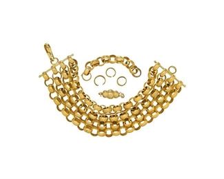 Custom Etched Rolo 4 Strand 15k Gold Bracelet