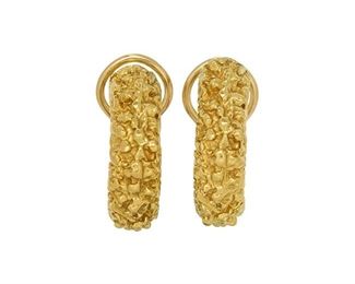 Cellino Nugget Half Hoop 18K Gold French Clip Earrings