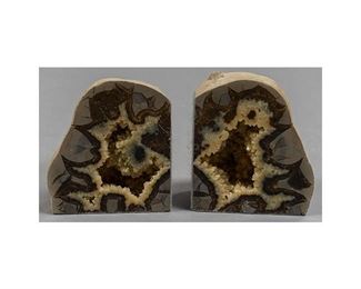 Pair of Septarian Geode Bookends