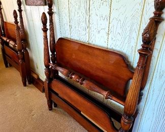 Pair vintage mahogany twin beds $165 or bid #5