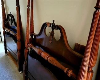 Pair vintage mahogany twin beds $249 or bid #19