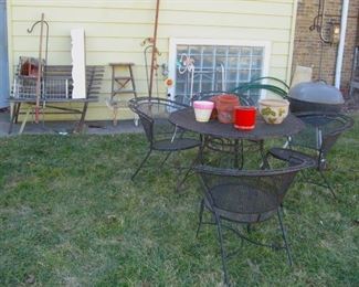 Nice metal patio set and garden decor