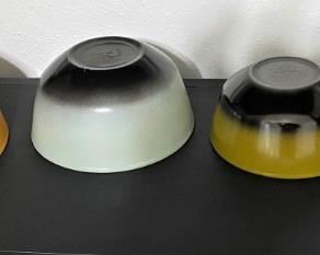 FABULOUS SET OF FIRE KING BLACK OMBRE NESTING BOWLS.