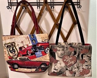 COOL VINTAGE I LOVE LUCY AND ROUTE 66 HANDBAGS.