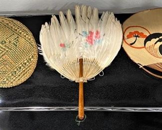 MORE FANS WITH A STUNNING HAND PAINTED FEATHERS FAN.