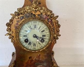 French Rococo  Louis XV mantle clock enamel face $500 appears to work when wound