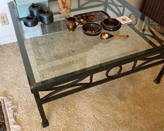 Black modern metal and glass coffee table 38 "sq. x 16"h. valued at $550 - $900.  asking $340