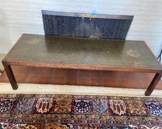 Mid century coffee table 60"w x 22"d x 16"h. as found on the top as you can see in photo.  $120