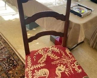 Upholstered antique side chair $48