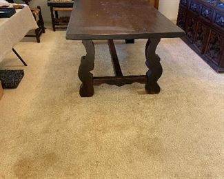 Oak dark stained trestle table 83"l x 38"w x 30"h  valued at $300 -$700.  $280