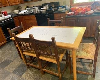 Eight box stretcher rush seat chairs  17"w x 17" d x 35"h at the top of the back.  Some as found.  valued at $250 - $500.     Asking $200 for the set.  