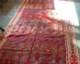 Kazak bright red with all over medallions c 1930  $500    13' 10 " x 5'