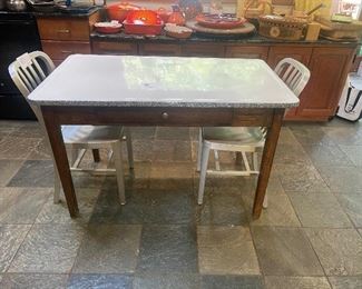 Enamel top table with a drawer 471/2". x 27"   $180