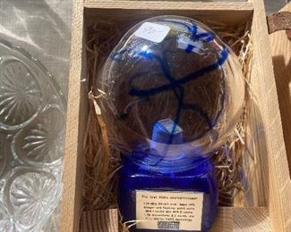 Glass Paperweight with the first Alpha Microprocessor, CMOS technology "digital" 6.5"h x 4 inches diameter