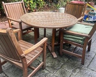 48" round wood outdoor dining set. $140