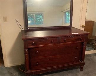 Antique four drawer dresser with mirror, as found $140. 51"w x 24.5"d x 35"h without mirror
