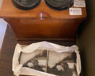 Antique stereoscope with slides, made in France $100