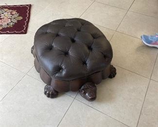 Leather Turtle Ottoman 