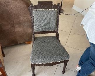 Antique   American, Eastlake Style Parlor Chair, ca. 1890, walnut with original finish; modern upholstery