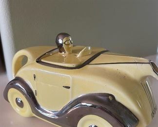 Antique Sadler Tea Pot, Art Deco Yellow Racing Car