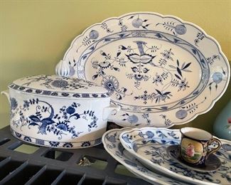 Meisson Blue & White Dishes, Vintage Meissen Blue Onion Pattern, Lotus Tree Design, Sword Back Stamp, Collectible German Porcelain