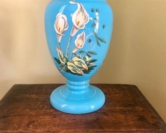 Blue Painted Vase with Canna Lilly