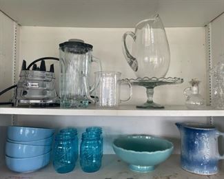 Kitchen ware, blue glass