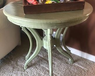 Round green end table