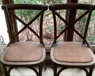 Pair of Rattan & Wooden Chairs 