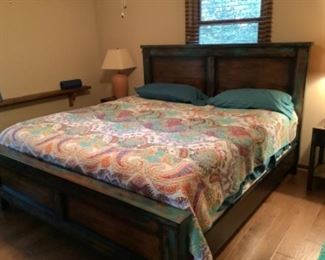 King Size Bed Frame & Bed. Matches two end tables & dresser