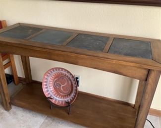 Sofa table, Teak & Slate
