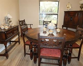 Antiques in this house was purchased in New York and shipped down. Beautiful Antique Dining Room Set in Walnut from early 1900's. 