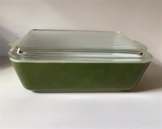 Green Pyrex Casserole Dish