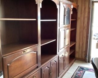 Multiple Shelves & Storage Hutches. 