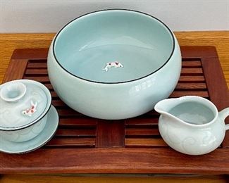 Item 5:  Sky Blue Koi Fish Bowl with Sugar & Creamer:  $24