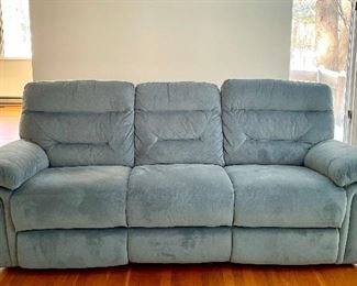 Item 12:  Baby Blue Electric Reclining Sofa - 89"l x 22"w x 33.5"h:  $695