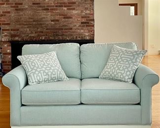 Item 16:  Baby Blue Loveseat with Painted White Accents- 58"l x 23"w x 30.5"h:  $345