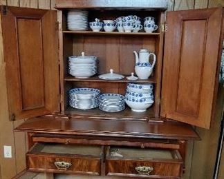 Bavarian solid hardwood hand carved buffet cabinet
