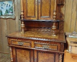 Bavarian solid hardwood hand carved buffet cabinet