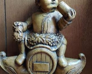 Bavarian solid wood carved boy/bar art